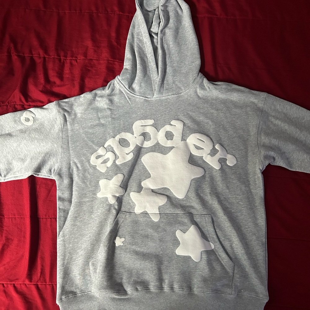 Spider Kids Gray Hoodie with Star Design